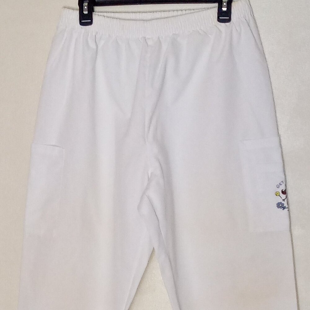 Angelica White L Scrub Bottoms